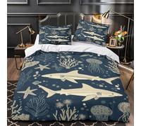 KLZXCVBNMQW 3D Design Printed 3 Pieces Bedding Set Bedroom Decor Design Ocean Life Comforter Cover Easy Care Machine Washable for Teens,Youth,Boys Nautical Sea Quilt Cover King（220x240cm）