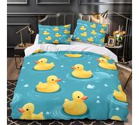 KLZXCVBNMQW 3D Design Printed 3 Pieces Bedding Set Home Decor Rubber Ducks Duvet Cover Breathable All Season for Teenagers,Girls,Children Coon Playful Comforter Cover Super king（260x220cm）