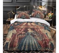 KLZXCVBNMQW 3D Design Printed 3PCs Bedding Set Bed Decor Extra Royal Princess Comforter Cover Hypoallergenic Machine Washable for Girls,Teens,Adults Fantasy Medieval Quilt Cover Single（135x200cm）