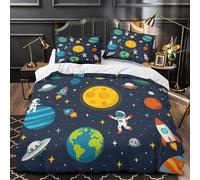 KLZXCVBNMQW 3D Design Printed 3PCs Bedding Set Bed Decor Extra Space Adventure Comforter Cover Hypoallergenic Machine Washable for Girls,Teens,Adults Coon Space Theme Quilt Cover Double（200x200cm）