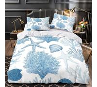 KLZXCVBNMQW 3D Design Printed 3PCs Bedding Set Room Decor Hidden Zipper Super Ocean Life s Comforter Cover Washable Hypoallergenic for Kids,Adults,Women Blue Marine Quilt Cover Single（140x200cm）