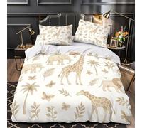 KLZXCVBNMQW 3D Design Printed 3PCs Bedding Set Room Decor Zipper Ultra Soft Safari Animals Comforter Cover Durable Easy Care for Children,Teens,Women Vintage Jungle Quilt Cover Single（140x200cm）