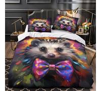 KLZXCVBNMQW 3D Print 3 Pcs Bedding Set Home Decor Design Super Cute Hedgehog Duvet Cover Durable Hotel Quality for Girls,Youth,Children istic Colorful Comforter Cover Single（135x200cm）