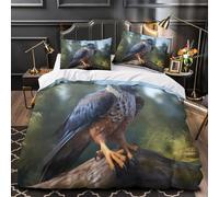 KLZXCVBNMQW 3D Print 3 Pcs Bedding Set Home Decor Hidden Zipper Extra Falcon Perched Quilt Cover Hypoallergenic All Season for Girls,Boys,Adults Nature Wildlife Duvet Cover King（220x240cm）