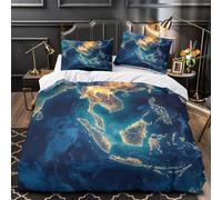 KLZXCVBNMQW 3D Print 3 Pcs Bedding Set Room Decor Zipper Super Soft Eh Night View Comforter Cover Durable Machine Washable for Kids,Teens,Women Global Urban Glow Quilt Cover King（220x240cm）