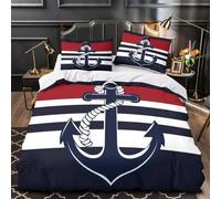 KLZXCVBNMQW 3D Print 3-Piece Bedding Set Home Decor Zipper Closure Extra Soft Nautical Anchor Duvet Cover Hypoallergenic Machine Washable for Children,Youth,Women Comforter Cover Single（140x200cm）