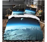 KLZXCVBNMQW 3D Print 3-Piece Bedding Set Home Decor Zipper Extra Space Planet View Duvet Cover Breathable All Season for Teenagers,Girls,Children Cosmic Scifi Comforter Cover Super king（260x220cm）