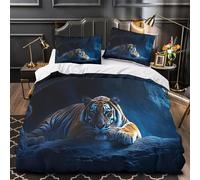 KLZXCVBNMQW 3D Print 3PCs Bedding Set Bedroom Decor Hidden Zipper Ultra Tiger in Cave Comforter Cover Durable Hotel Quality for Teens,Kids,Women wild Animal Quilt Cover Super king（260x220cm）