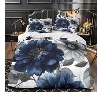 KLZXCVBNMQW 3D Print 3PCs Bedding Set Bedroom Decor Zipper Closure Super Soft Durable BlueFlower Quilt Cover Hotel Quality for Teenagers,Youth,Women BotanicalGarden Comforter Cover Single（140x200cm）
