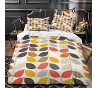 KLZXCVBNMQW 3D Print 3PCs Bedding Set Bedroom Decor Zipper Closure Super Soft Leaf Duvet Cover Durable Hotel Quality for Girls,Teenagers,Adults Modern Geometric Comforter Cover Single（140x200cm）