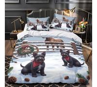 KLZXCVBNMQW 3D Print 3PCs Bedding Set Home Decor Hidden Zipper Extra Christmas Horse Quilt Cover Hypoallergenic Wrinkle-Resistant for Adults,Girls,Children Winter Farm Duvet Cover Single（135x200cm）