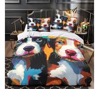 KLZXCVBNMQW 3D Print 3PCs Bedding Set Home Decor Zipper Closure Super Soft Cute Puppy Duvet Cover Breathable All Season for Children,Teenagers,Women Colorful Pop Comforter Cover King（220x240cm）