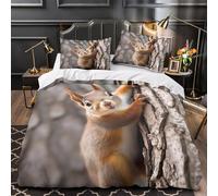 KLZXCVBNMQW 3D Print 3PCs Bedding Set Home Decor Zipper Closure Super Soft Cute Squirrel Climbing Duvet Cover Breathable All Season for Children,Teenagers,Women Comforter Cover Single（135x200cm）