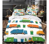 KLZXCVBNMQW 3D Print 3PCs Bedding Set Room Decor Zipper Closure Design Garbage Trucks Quilt Cover Breathable All Season for Adults,Kids,Youth Coon Duvet Cover Single（135x200cm）
