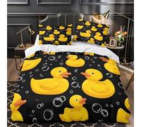 KLZXCVBNMQW 3D Printed 3 Pcs Bedding Set Bed Decor Zipper Closure Ultra Rubber Ducks Quilt Cover Breathable All Season for Youth,Adults,Children Coon Playful Duvet Cover Super king（260x220cm）