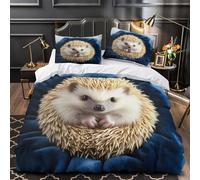 KLZXCVBNMQW 3D Printed 3 Pcs Bedding Set Room Decor Zipper Closure Design Extra Soft Cute Hedgehog Quilt Cover Breathable All Season for Adults,Kids,Youth Soft Plush Pet Duvet Cover Single（140x200cm）