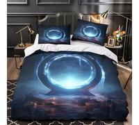 KLZXCVBNMQW 3D Printed 3 Pcs Bedding Set Room Decor Zipper Closure Design Extra Soft Portal Glow Quilt Cover Breathable All Season for Adults,Kids,Youth scifi Cosmic Duvet Cover King（220x240cm）