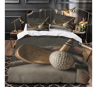 KLZXCVBNMQW 3D Printed 3 Pcs Bedding Set Room Decor Zipper Closure Design Ultra Vintage Golf Club Comforter Cover Hypoallergenic Breathable for Teens,Boys,Children Quilt Cover Single（135x200cm）