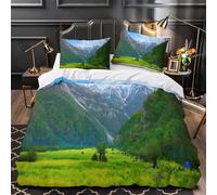 KLZXCVBNMQW 3D Printed 3-Piece Bedding Set Bed Decor Extra Soft Mountain Valley Comforter Cover Breathable Anti-allergic for Kids,Teens,Youth Nature Quilt Cover Single（135x200cm）