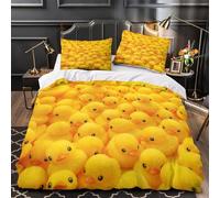 KLZXCVBNMQW 3D Printed 3-Piece Bedding Set Bed Decor Hidden Zipper Super Yellow Rubber Ducks Comforter Cover Breathable All Season for Girls,Kids,Teens playful Bath Toy Quilt Cover King（220x240cm）