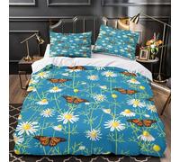 KLZXCVBNMQW 3D Printed 3-Piece Bedding Set Home Decor Ultra Butterfly Garden Comforter Cover Machine Washable All Season for Adults,Kids,Children Nature Floral Duvet Cover Super king（260x220cm）