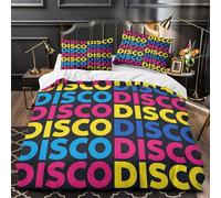 KLZXCVBNMQW 3D Printed 3-Piece Bedding Set Home Decor Zipper Super Soft Disco Text Quilt Cover Durable Anti-allergic for Adults,Women,Children Vibrant Retro Duvet Cover Super king（260x220cm）