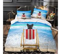 KLZXCVBNMQW 3D Printed 3-Piece Bedding Set Room Decor Hidden Zipper Ultra Beach Dog Relax Comforter Cover Hypoallergenic Easy Care for Kids,Youth,Teens coastal Pet Life Quilt Cover King（220x240cm）