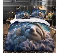 KLZXCVBNMQW 3D Printed 3 Pieces Bedding Set Bed Decor Hidden Zipper Super Sleeping Sloth Quilt Cover Durable Wrinkle-Resistant for Adults,Kids,Teenagers Cute Coon Duvet Cover Single（140x200cm）