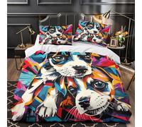 KLZXCVBNMQW 3D Printed 3 Pieces Bedding Set Bedroom Decor Cute Puppy Comforter Cover Breathable Wrinkle-Resistant for Girls,Teens,Boys Pop Quilt Cover Super king（260x220cm）