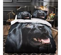 KLZXCVBNMQW 3D Printed 3 Pieces Bedding Set Bedroom Decor Ultra Black Dog Face Comforter Cover Durable Hotel Quality for Teens,Kids,Women Photorealistic Quilt Cover Single（135x200cm）