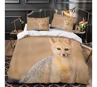 KLZXCVBNMQW 3D Printed 3 Pieces Bedding Set Home Decor Zipper Closure Super Fox Kit Duvet Cover Breathable All Season for Children,Teenagers,Women Wild Animal Comforter Cover Single（140x200cm）