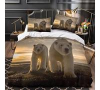 KLZXCVBNMQW 3D Printed 3PCs Bedding Set Bed Decor Zipper Closure Extra Polar Bears Comforter Cover Durable Anti-allergic for Kids,Teens,Adults Wildlife Quilt Cover Single（135x200cm）