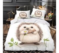 KLZXCVBNMQW 3D Printed 3PCs Bedding Set Bedroom Decor Zipper Closure Cute Hedgehog Comforter Cover Machine Washable Hotel Quality for Youth,Teens,Boys digital Quilt Cover Double（200x200cm）
