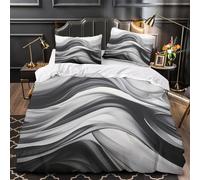 KLZXCVBNMQW 3D Printed 3PCs Bedding Set Bedroom Decor Zipper Closure Super Abstract Wave Motion Duvet Cover Breathable Anti-allergic for Youth,Boys,Teenagers Comforter Cover Single（140x200cm）