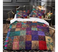 KLZXCVBNMQW 3D Printed 3PCs Bedding Set Bedroom Decor Zipper Ultra Soft Textile s Comforter Cover Breathable Durable for Girls,Kids,Teenagers vibrant Patchwork Quilt Cover Double（200x200cm）