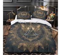 KLZXCVBNMQW 3D Printed 3PCs Bedding Set Home Decor Hidden Zipper Super Spiritual Meditation Duvet Cover Durable Easy Care for Adults,Youth,Children Indian Sacred Comforter Cover King（220x240cm）