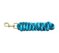 KM Elite 7ft Cotton Double Braided Lead Rope - Black/White/Baby Blue