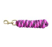 KM Elite 7ft Cotton Double Braided Lead Rope: black/white/raspberry