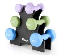 KM-Fit 12 kg dumbbell set with stand | Neoprene dumbbells 1-3 kg | Cast iron, ergonomic handle, roll-proof | Fitness & strength training for your home gym