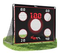 KM-Fit 2-in-1 Soccer Goal 150x120 cm with Target Sheet, Training Goal for Kids & Adults, Garden & Outdoor Use, Ground Anchors & Carry Bag