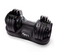 KM-Fit Adjustable Dumbbell, 25 kg (single), 18 weight settings, Home Gym | 2.5-25 kg with one-handed adjustment, Stop-Lock system, cast-iron weights, and base