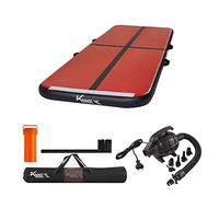 KM Fit Air Tumbling Track Gymnastics Mat Inflatable 3 m Includes Carry Bag, Electric Air Pump & Patch Set UV Resistant Tumbling Mats, Black-Red