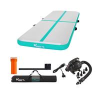 KM Fit Airtrack Mat 10cm high | 3 M Tumbling Mat Inflatable Fitness Mat | Gym Mat incl. Carrying Bag, Electric Air Pump & Flick Set | Mint Green
