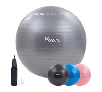 KM-Fit exercise ball 55 cm | training ball with air pump | sitting ball office anti-burst | ball for fitness, yoga, gymnastics, core training | grey