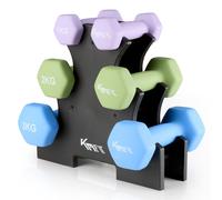 KM-Fit Neoprene Dumbbell Set 1-3 kg with Stand Ergonomic Hex Home Gym