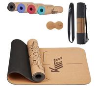 KM-Fit TPE yoga mat | gymnastics mat with carrying strap yoga mat padded & non-slip sports mat for fitness, pilates & gymnastics workout | Black
