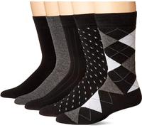 KM Legend Men's Dress Socks Classic Fine Lightweight for Formal and Casual Wear (5 Pair Pack), Black, Standard (Pack of 5)