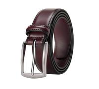 KM Legend Mens Leather Dress Belt for Work Business and Casual, Seattle Burgundy, 34