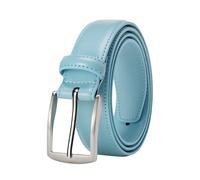 KM Legend Mens Leather Dress Belt for Work Business and Casual, Seattle Sky Blue, 38
