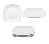 KM · Living Set of 6 Plastic Reusable Dinner Plates Cream White 25.5 cm (Made in Germany/Unbreakable/BPA Dishwasher and Microwave Safe)